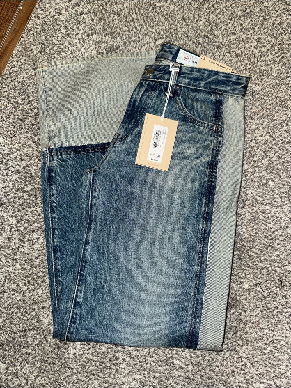 Ag Adriano Goldschmied Two-Tone Blue Straight Leg Jeans